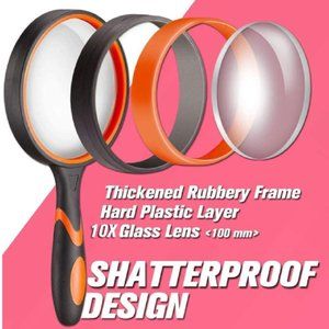 75mm Handheld 10X Optical Magnifier Magnifying Glass Loupe Jewelry Reading Lens